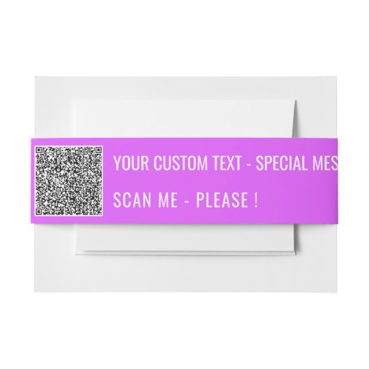 QRコードカスタム文字及びカラーベリーバンドテンプレート 招待状ベリーバンド (正面例)