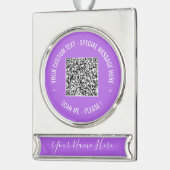 QRコードカスタム文字名クリスマスオーナメント シルバープレートバナーオーナメント (左)