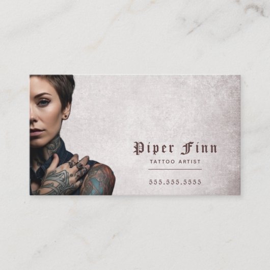 QRコードカスタム紫デマスクヴィンテージタトゥーアーティスト 名刺 (正面)