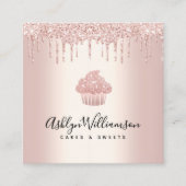 QRコードカップケーキバラ金ゴールドベーカリーシェフグリッタードリップ スクエア名刺 (正面)