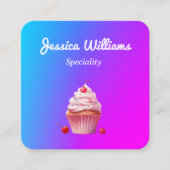 QRコードカップケーキベーカリーシェフライトグラデーション スクエア名刺 (正面)