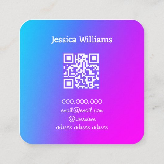 QRコードカップケーキベーカリーシェフライトグラデーション スクエア名刺 (裏面)