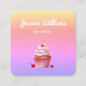 QRコードカップケーキホームベーカリー光グラデーション スクエア名刺 (正面)