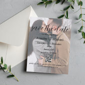 qrコードカップル写真のシックな日付を保結婚存する 案内ポストカード