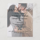 qrコードカップル写真のシックな日付を保結婚存する 案内ポストカード (正面)