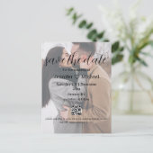 qrコードカップル写真のシックな日付を保結婚存する 案内ポストカード (スタンド正面)