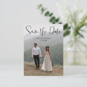 qrコードカップル2枚の写真を保存結婚する 案内ポストカード (スタンド正面)