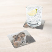 qrコードカップルphoto boho'sの日付を保存結婚する スクエアペーパーコースター (インサイチュ)