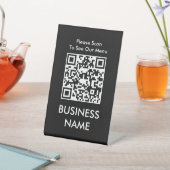 QRコードカフェビッモダンクプリントメニュー黒 台座サイン (インサイチュ)