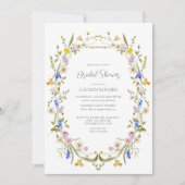 QRコードカラフル水色フローラブライダルシャワー 招待状 (正面)