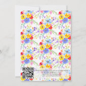 QRコードカラフル水色フローラ春の結婚式 招待状 (裏面)