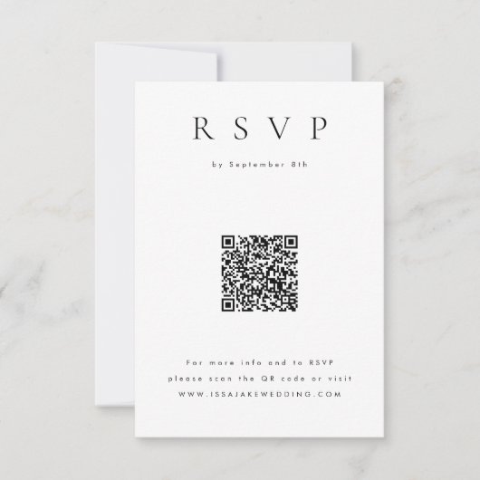 QRコードカード付きミニマリストRSVP 出欠カード (正面)