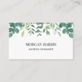 QRコードガーデンデザイナー水彩緑 名刺 (正面)