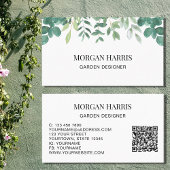 QRコードガーデンデザイナー水彩緑 名刺