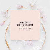 QRコードガーリープロフェッショナルミニマル赤面ピンク スクエア名刺