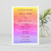 QRコードクラウド9人の女の子の誕生日パーティー1stピンク 招待状 (スタンド正面)