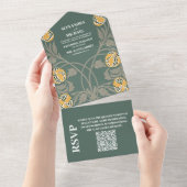 QRコードクラシックアールヌーボー結婚ズ オールインワン招待状 (貼ってはがせる)