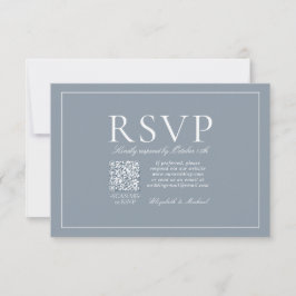 QRコードクラシックエレガントDusty BlueスクリプトRSVP 出欠カード