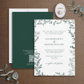 QRコードクラシックフォーマルエメラルド結婚グリーン 招待状
