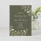 QRコードクラシック付き結婚式招待状グリーン 招待状 (スタンド正面)