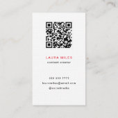 QRコードクリエイティブコンテンポラリー黒い赤い円 名刺 (裏面)