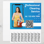 QRコードクリーニングサービス フライヤー 引きちぎり用ストリップ (正面/裏面)