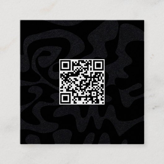 QRコードクール白黒レトロGroovy スクエア名刺 (正面)