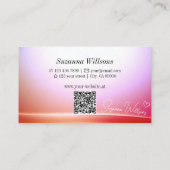 QRコードグラデーション付きラブリーピンク薄紫曲線デコール 名刺 (裏面)