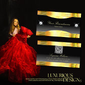 QRコードグラデーション付き縁どの贅沢な黒金ゴールド 名刺