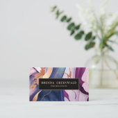 QRコードグラムリキッドマーブルブルーパープル金ゴールド 名刺 (スタンド正面)