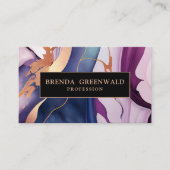 QRコードグラムリキッドマーブルブルーパープル金ゴールド 名刺 (正面)