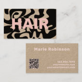 QRコードグルーヴィーブラックライトピンクヘアクラフト 名刺 (正面/裏面)