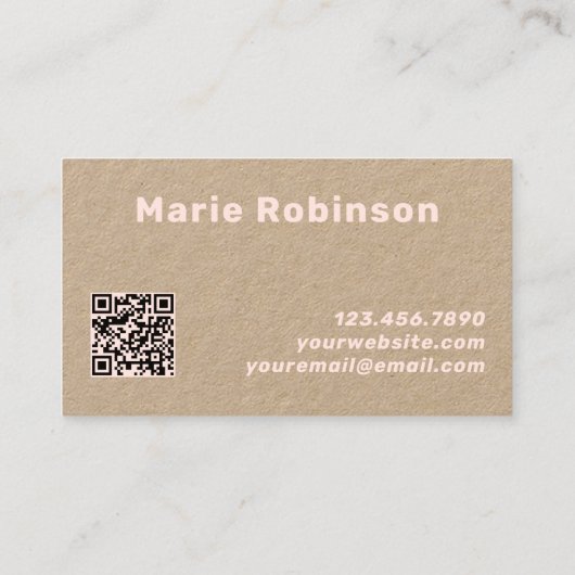 QRコードグルーヴィーブラックライトピンクヘアクラフト 名刺 (裏面)