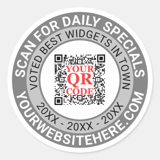 QRコードグレービジネスマーケティングプロモシンプルモ ラウンドシール (正面)