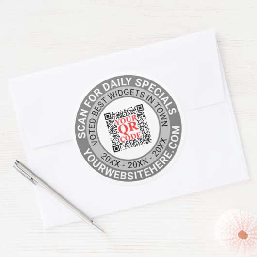 QRコードグレービジネスマーケティングプロモシンプルモ ラウンドシール (封筒)
