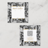 QRコードグレー金ゴールド葉イヤリングディスプレイカード スクエア名刺 (正面/裏面)