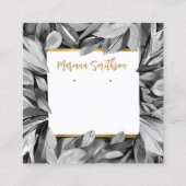 QRコードグレー金ゴールド葉イヤリングディスプレイカード スクエア名刺 (正面)