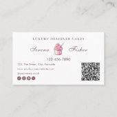 QRコードケーキベイカー水玉模様シックなピンクビジネス 名刺 (裏面)