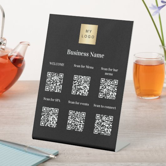 QRコードゲスト情報ホテルリゾートブラック 台座サイン (インサイチュ)