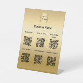 QRコードゲスト情報ホテルリゾート金ゴールド 台座サイン (正面)