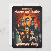 QRコードコスチュームとカクテルアダルトハロウィーン 招待状 (正面)