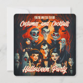 QRコードコスチュームカクテルハロウィーン招待状 招待状 (正面)