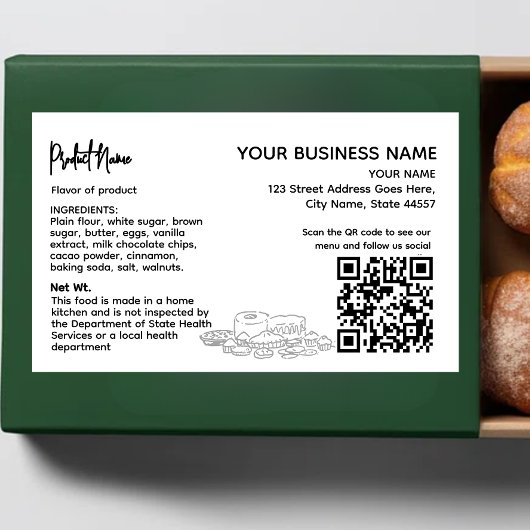 QRコードコテージ法食品ラベルシール 長方形シール