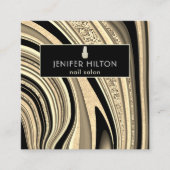 QRコードコンテンポラリー金ゴールドゲートネイルサロン スクエア名刺 (正面)