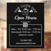 QRコードコーヒーショップオープンアワーサインデカール ウィンドウサイン (シート2)