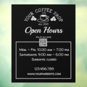 QRコードコーヒーショップオープンアワーサインデカール ウィンドウサイン (シート3)