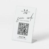 QRコードコーヒーショップメニューミニマル白黒ロゴ 台座サイン (正面)