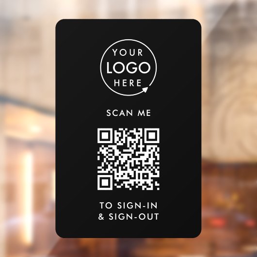 QRコードサインイン | ブラックビジター従業員受付 ウィンドウサイン (シート2)