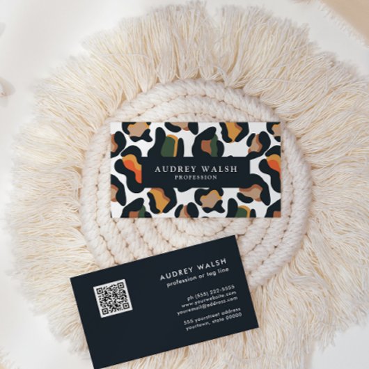 QRコードサファリ動物スキンヒョウ斑点 名刺