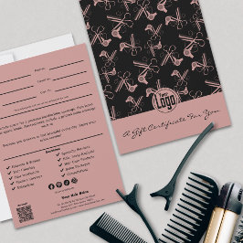 QRコードサービスノートピンクスタイリストギフト証明書